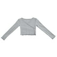 thumbnail image 1 of Kids Girls Dance Clothing Long Sleeve Sweaters Practice Outfits Warm Up Jackets for Ballet and Gymnastics Performance Wear Gray 130, 1 of 7