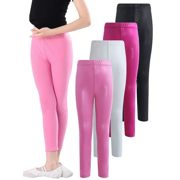 Kids Girls Dance Gymnastics Footless Leggings Stretchy Glitter Athletic Ballet Dancewear Pants Trousers 2-13 Years