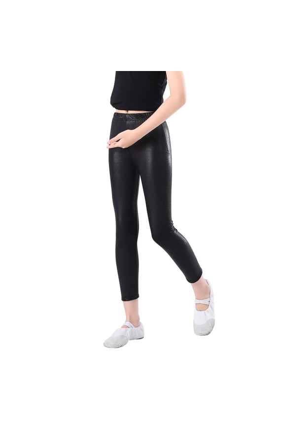 Kids Girls Dance Gymnastics Footless Leggings Stretchy Glitter Athletic Ballet Dancewear Pants Trousers 2-13 Years