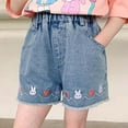 thumbnail image 1 of Kids Girls' Denim Shorts Jean Shorts Embroidered Girls Summer Shorts Girls Clothes Size 6-7 Years, 1 of 6