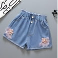 thumbnail image 1 of Kids Girls' Shorts Jeans for Teen Girls Embroidered Jeans Toddler Girls Summer Clothes Girls Clothes Size 8-9 Years, 1 of 3