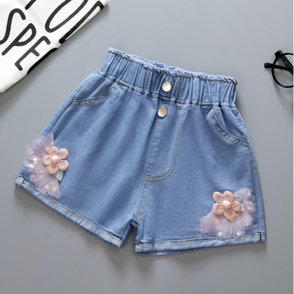 Kids Girls' Shorts Jeans for Teen Girls Embroidered Jeans Toddler Girls Summer Clothes Girls Clothes Size 8-9 Years