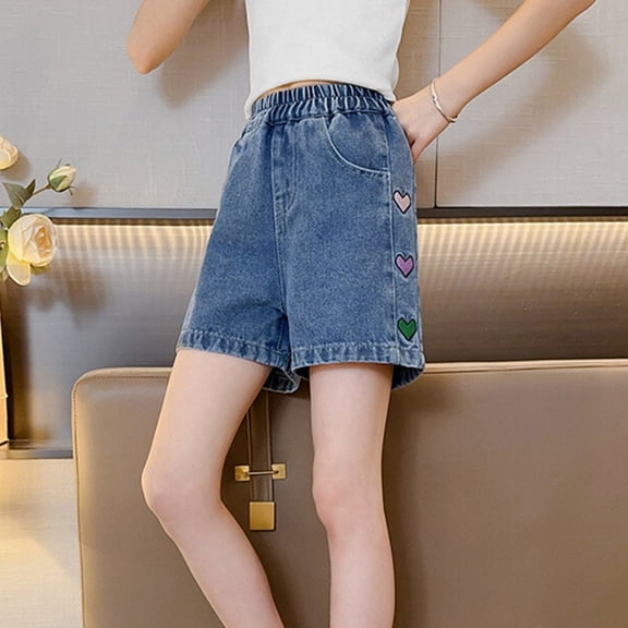 Kids Girls' Denim Shorts Jeans for Girls High Waist Denim Shorts Toddler Summer Clothes Girls Girl Jeans Size 5-6 Years