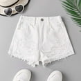 thumbnail image 1 of Kids Girls' Denim Shorts Toddler Jeans Girls Embroidered Jeans Girls Clothes Summer Girl Jeans Size 9-10 Years, 1 of 7