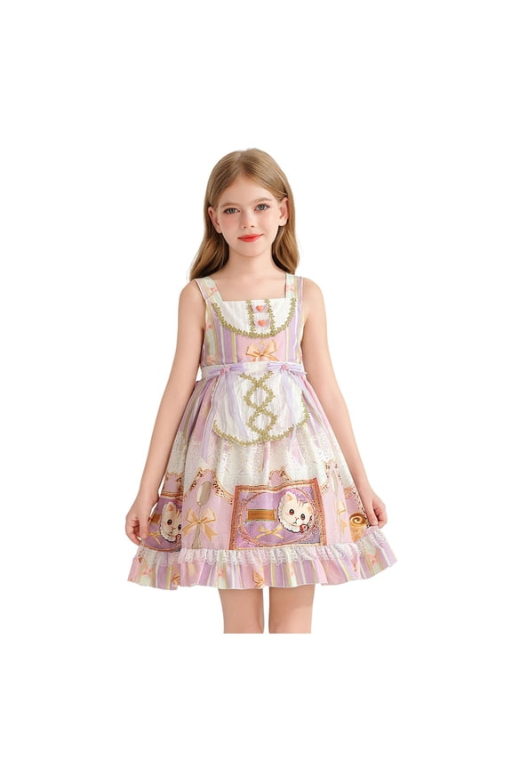 Kids Girls Dirndl Dress Oktoberfest Costume German for Girls Halloween Outfits Short Sleeve Beer Maid Midi Dresses Pink 2-3 Years