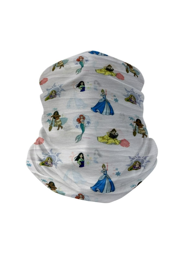 Kids Girls Disney Princess 10 Pack All-Over Print Neck Gaiter Wrap Lightweight