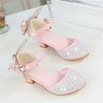 thumbnail image 1 of Kids Girls Dress Sandals Size 4-12T Big Girls' Sandals Back Butterfly Low Heel Dress Shoes for Latin Tango Dance Wedding,Pink,Big Girls 12.5 Years, 1 of 3