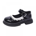 thumbnail image 1 of Kids Girls Dress Shoes Mary Janes Vintage Pearls Little Girl's PU Leather Princess Shoes School Kids Flats Shoes, 1 of 5