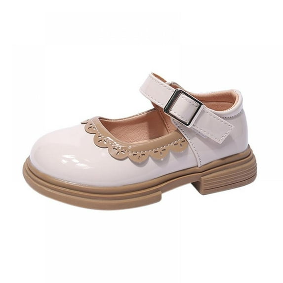 Kids Girls Dress Shoes Mary Janes Vintage Pearls Little Girl's PU Leather Princess Shoes School Kids Flats Shoes