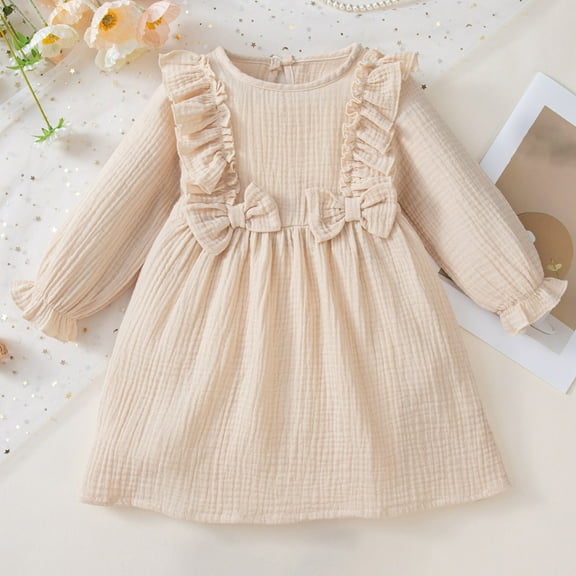 Kids Girls Dress White Long Sleeve Girls Fall Winter Dresses Church Dresses for Girls Dress Up Clothes for Girls 4T