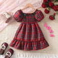 thumbnail image 1 of Kids Girls Dresses Plain Short Sleeves Cap Slim Fit Stretch Midi Maxi Comfortable Christmas Party Fashion Dress Red 6-7 Years, 1 of 7