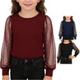 thumbnail image 1 of Kids Girls Dressy Shirt Shimmering Sequin Top Sheer Mesh Long Sleeve Tunic Shirt Holiday Party Crewneck Glitter Blouse Undershirts for Girls 5-6 7-8 Years, 1 of 9