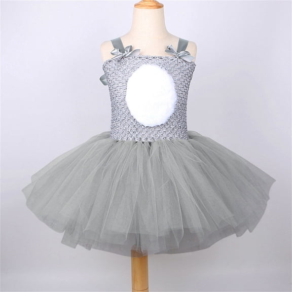 Girls Easter Bunny Tutu Dress Rabbit Birthday Party Tulle Princess Dresses Birthday Party Dress Easter Outfit Gifts for Little Girls Size 5-6