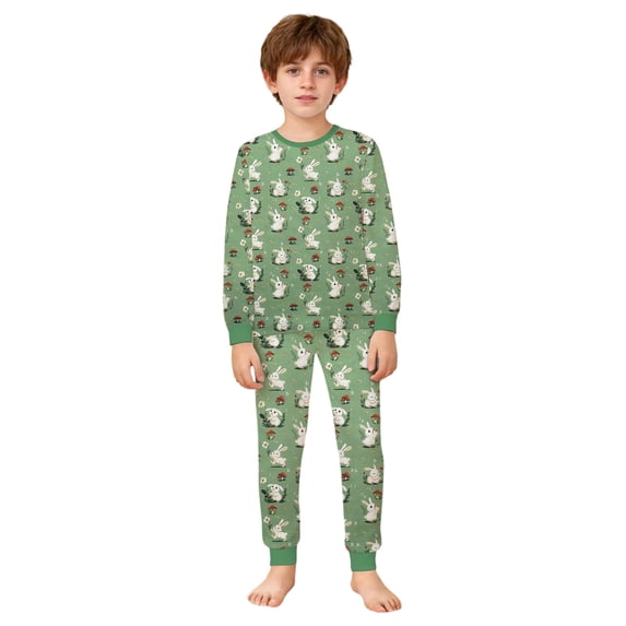 Kids Girls Easter Pajamas Crewneck Soft Comfort Long Sleeve Top Pants Easter Bunny Pajamas For Girls 9-10 Years