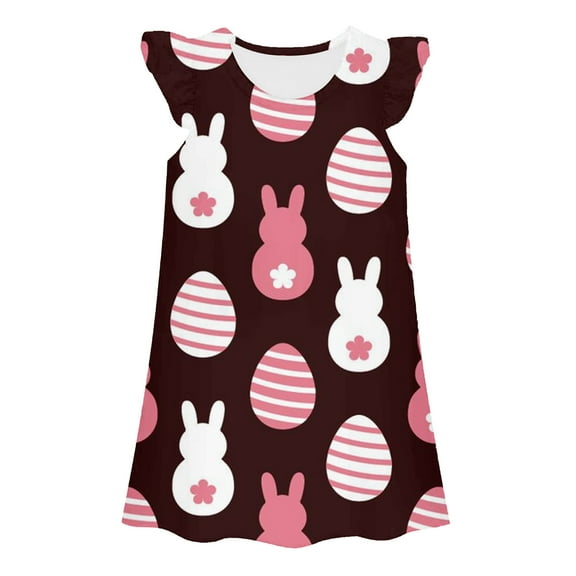 Kids Girls Easter Pajamas Set Cartoon Rabbit Sleeveless Trendy Nightgown Princess Girls' Nightgowns & Sleep Shirts ,3-4Y