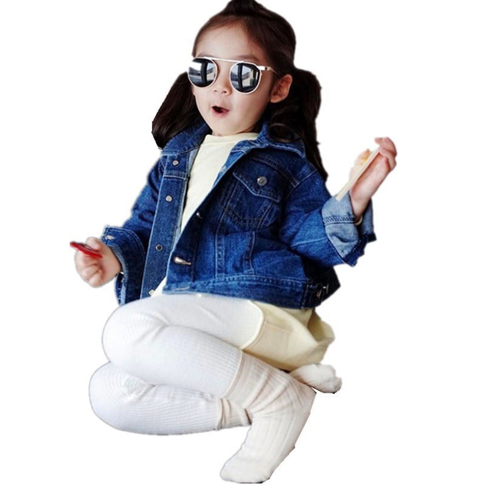 Kids Girls Fall Jeans Jacket Long Sleeve Pocket Denim Jacket Coat 1-6Y - image 1 of 5