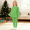 thumbnail image 1 of Kids Girls Fall Outfits Green Dress for Girls Long Sleeve Crewneck Pullover Dress Pants Set Loungewear Sets Lounge Sets Size 9-10 Years Girls Clothes, 1 of 4