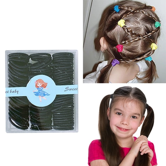 Kids Girls Fashion Hair Ties Set Thin Small Elastic Ponytail Holders Daily Use Large Pack Disposable Rubber Bands for Styling