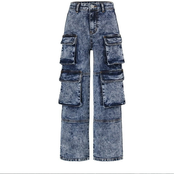 Kids Girls' Fashion Jeans Denim Elastic Wasit Wide Leg Jean Denim Pants Pants for Teen Girls Justice Girls Clothing