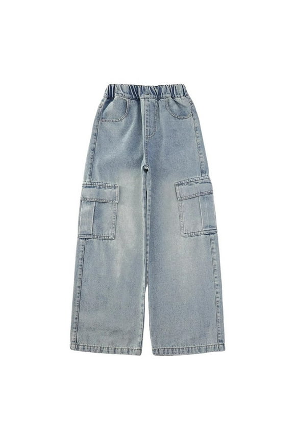 Kids Girls' Fashion Jeans Elastic High Waist Wide Leg Jean Denim Pants Pants for Teen Girls Justice Girls Clothing