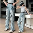 thumbnail image 1 of Kids Girls' Fashion Jeans Elastic Waist Wide-Leg Palazzo Denim Pants for Teens Justice Girls Clothing, 1 of 6