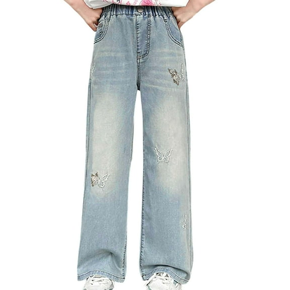 Kids Girls' Fashion Jeans High Waist Wide Leg Pants Teen Clothing Justice Girls Clothing