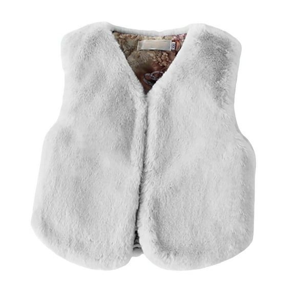 Kids Girls Faux -Fur Vest Winter Padded Open Front Sherp𝐚 Sleeveless Outwear Toddler Thick Fuzzy Warm Fleece Jackets