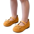 thumbnail image 1 of Kids Girls First Walker Mary Jane Ballet Flats - Non-Slip Soft Sole Bow Shoes with Elastic Strap, Yellow,Size 26, 1 of 9