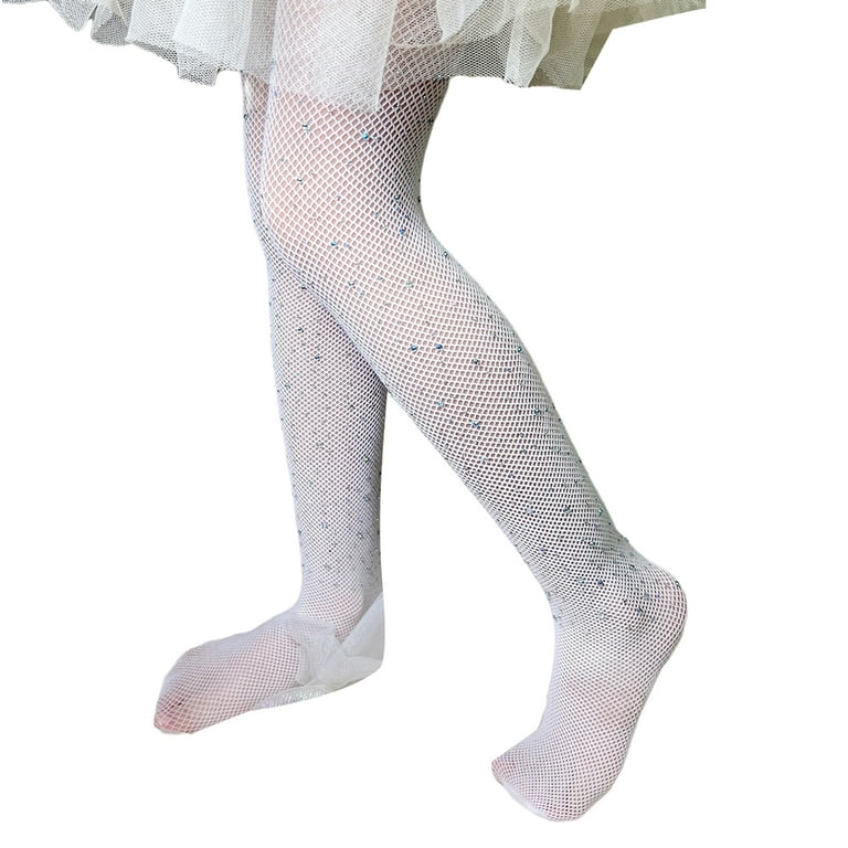Kids Girls Fishnet Tights, Glitter Rhinestone Pantyhose Stockings