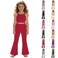 thumbnail image 1 of Kids Girls Flare Leggings School Uniform Pants High Waist Soft Stretch Casual Pants Girls Bottoms Trousers with Pockets 10-12T, 1 of 4