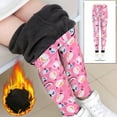 thumbnail image 1 of Kids Girls Fleece Lined Leggings Warm Winter Thicken Pants Printing Slim Pants Thick Thermal Trousers Colourful Girls Winter Warm Pants Floral Printed Tights 3-10 Years, 1 of 4