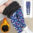 thumbnail image 1 of Kids Girls Fleece Lined Leggings Warm Winter Thicken Pants Printing Slim Pants Thick Thermal Trousers Colourful Girls Winter Warm Pants Floral Printed Tights 3-10 Years, 1 of 5