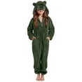 thumbnail image 1 of Kids Girls Lined Onesie - Warm Windproof Bear Hooded Snowsuit Girls Boys Winter Snowsuit Toddler Hoodie Onesie 11-12 Years, 1 of 6