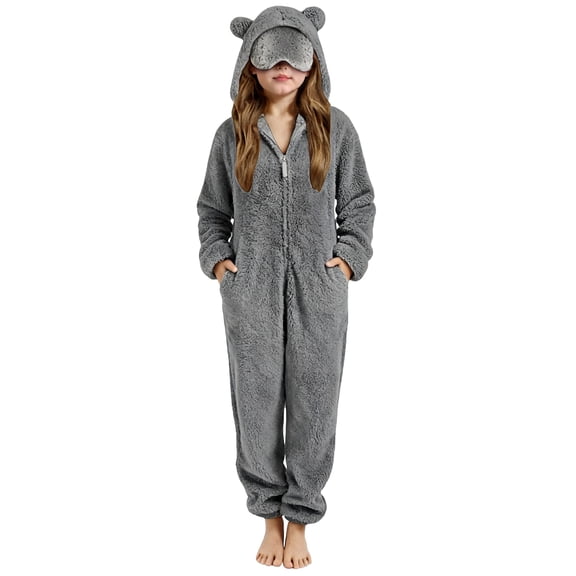 Kids Girls Lined Onesie - Warm Windproof Long Sleeve Winter Jumpsuit With Bear Ears Hood Toddler Winter Clothes Toddler Girl Clothes 11-12 Years
