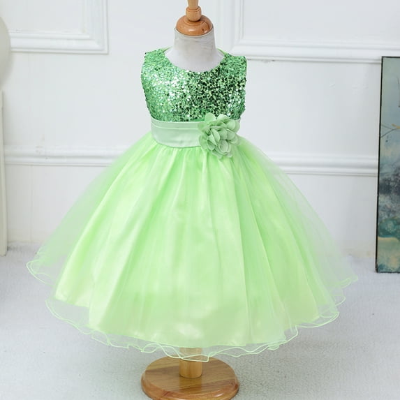 Kids Girls Flower Lace Wedding Bridesmaid Party Grown Princess Dress, 3-10Y