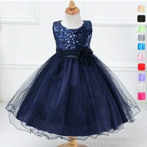 Kids Girls Flower Lace Wedding Bridesmaid Party Grown Princess Dress, 3-10Y