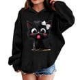 thumbnail image 1 of Kids Girls Hooded Sweatshirt, Loose Korean Style Hoodie, Lightweight Long Sleeve Pullover Outerwear, Casual Back to School Top for Autumn Winter Daily Outdoor Wear(Black3,4-5 Years), 1 of 3