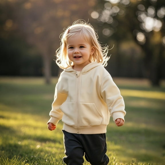 Kids Girls Hoodie Beige Zip Up Hooded Long Sleeve Casual Basic Pullover Sweatshirt Hoodie Fall Clothes 4T Old Girl Clothes