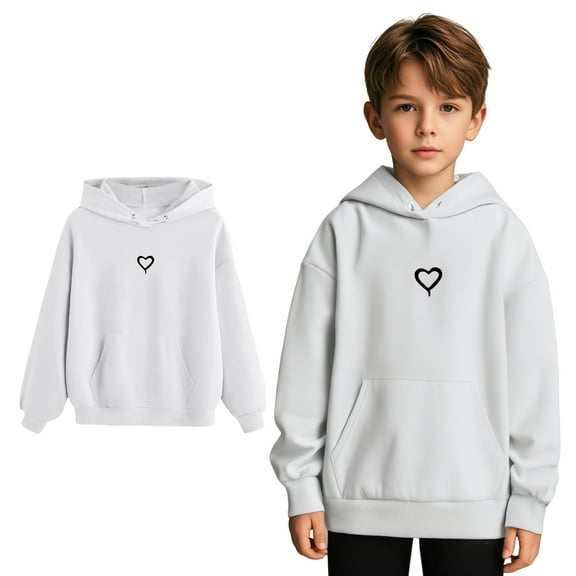 Kids Girls Hoodie Casual Long Sleeve Classic Hoodie Heart Print Hoodie kids Winter Clothes Toddler Boys Clothes 4T