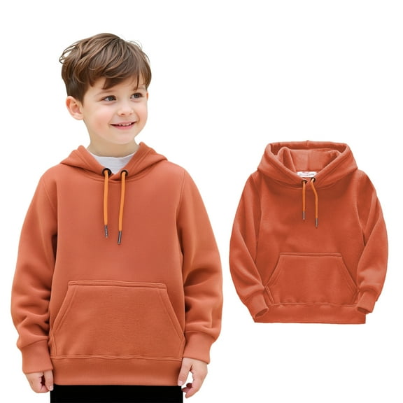 Kids Girls Hoodie Casual Long Sleeve Classic Hoodie Orange Hooded Fall Clothes Girls Clothes 8-10 Years