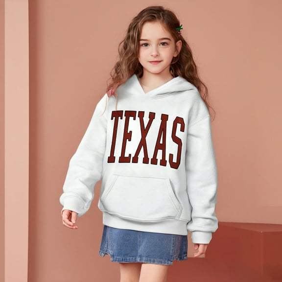 Kids Girls Hoodie Casual Long Sleeve Hoodie Sweatershirt Pullover Letter Print Hooded Fall Clothes Girls Tops Size 7-8 Years