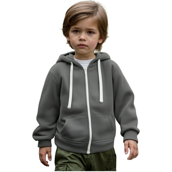 Kids Girls Hoodie Casual Long Sleeve Zip up Sweatshirts Jackets Gray Hoodie with Pocket kids Fall Clothes Boys 5-6 Years Clothes