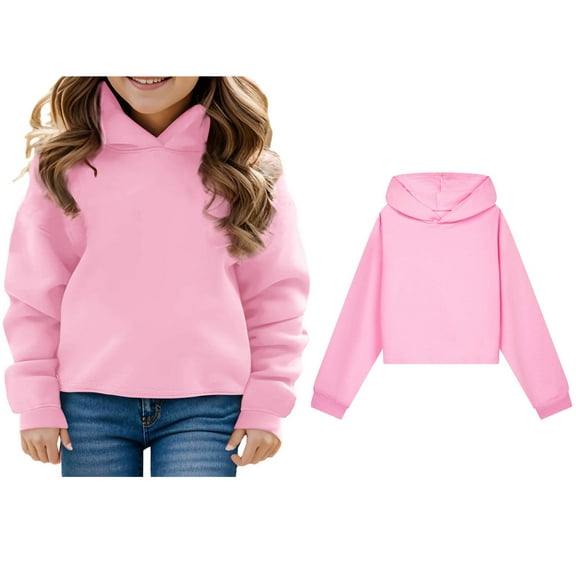 Kids Girls Hoodie Kids Pink Hoodie Casual Long Sleeve Sweatshirts Fall Clothes Girls Hoodies Size 7-8 Years