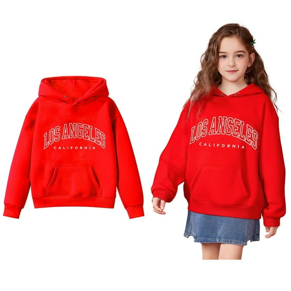 Kids Girls Hoodie Letter Pattern Hooded Casual Long Sleeve Sweatshirts Jackets Fall Winter Clothes Girls Size 7-8 Years Clothes