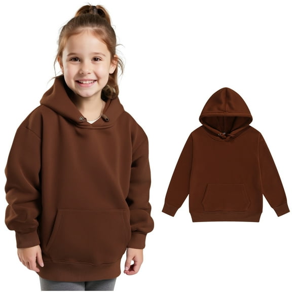 Kids Girls Hoodie Long Sleeve Pullover Hoodie Sweatshirt Solid Color Hooded Fall Clothes Girls Hoodies Size 7-8 Years