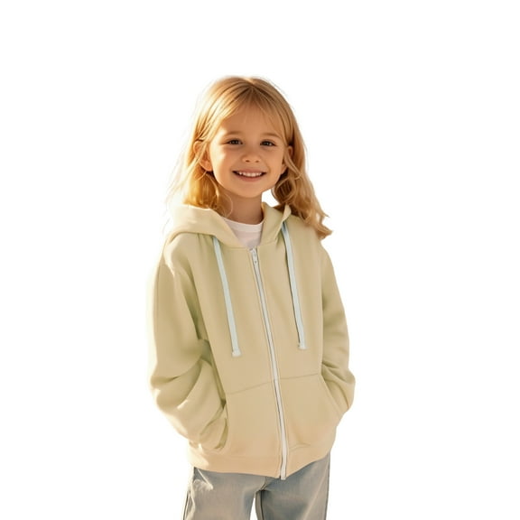 Kids Girls Hoodies Beige Hooded Lightweight Long Sleeve Hoodies Fall Winter Clothes Little Girls Clothes Size 7-8 Years