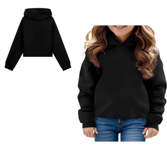 Kids Girls Hoodies Black Hoodies Casual Long Sleeve Hoodie Sweatershirt Pullover Fall Clothes Kids Clothes for Girls 4-5 Years