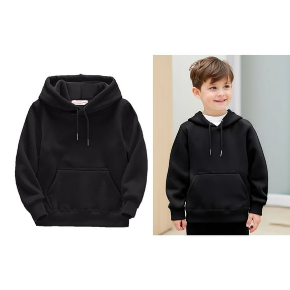 Kids Girls Hoodies Black Hoodies Casual Long Sleeve Hoodie Sweatershirt Pullover Warm Fall Winter Clothes Little Boy Clothes 6-8 Years