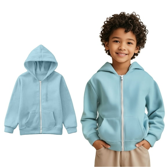 Kids Girls Hoodies Casual Long Sleeve Sweatshirts with Zipper Sky Blue Hoodies Pocket kids Fall Clothes Size 4T Girls Clothes