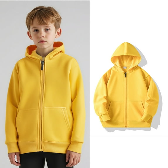 Kids Girls Hoodies Casual Long Sleeve Sweatshirts with Zipper Yellow Hoodies Pocket kids Fall Clothes Kids Clothes Girls Size 4T